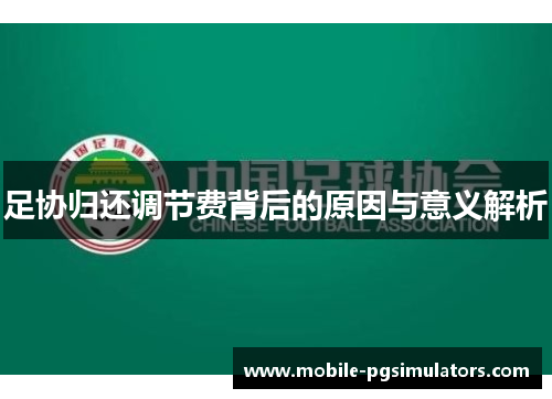 足协归还调节费背后的原因与意义解析