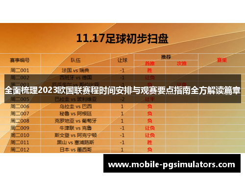 全面梳理2023欧国联赛程时间安排与观赛要点指南全方解读篇章